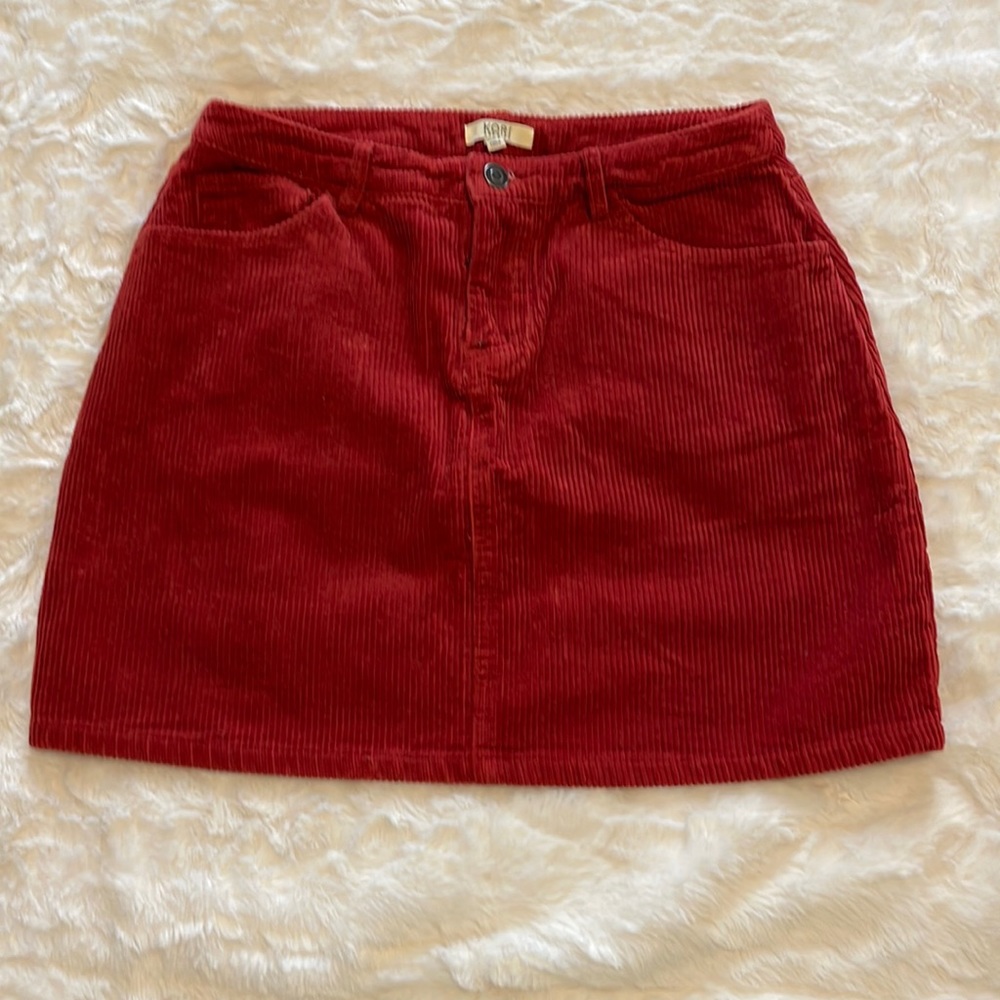 Kori red corduroy skirt